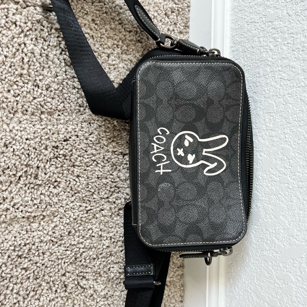 Coach Black Crossbody Bag with Bunny Design